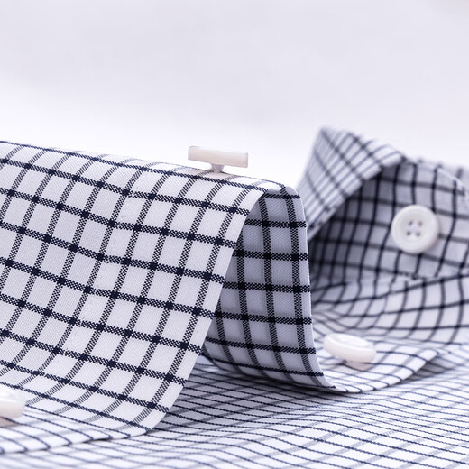 Shanshan (FIRS) 200 count DP no-iron long-sleeved shirt for men pure cotton high-end business plaid shirt for men gray plaid 42