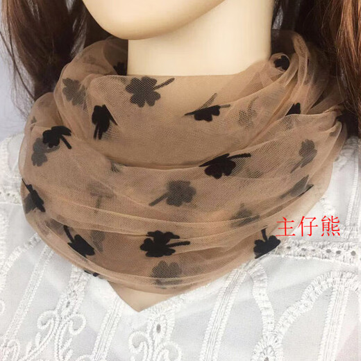 
FKSASU small scarf new mesh scarf for women in autumn and winter cervical protection thin style to show white neck cover fashionable and fashionable Lucky flower apricot color [1 package]