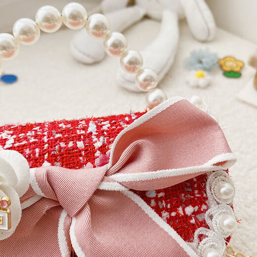 
Lingting Eagle Girl Little Shou Bao Little Girl Little Flavor Fashion Princess Crossbody Bag Children's Fashion Cute Pearl Handbag 9756 Bow Small Flower Gou Pink