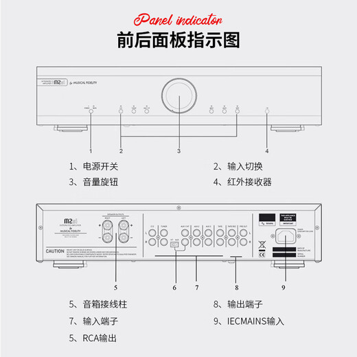 音乐传真英国 Musical Fidelify M2SI发烧级合并功放HIFI功放机家用高保真2.0声道 M2SI银色