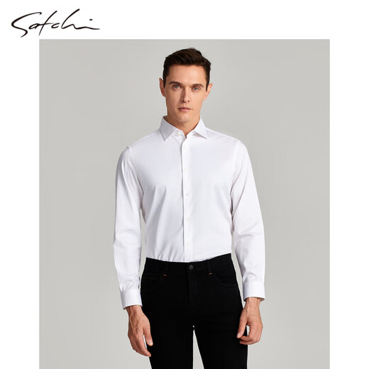 Sachi Satchi Business Pendler formelles Wear Herren-Langarm-Shirt Herren mit mittlerem achthingelnen Baumwolle komfortable hochelastische, nicht gewünschte Herbst- und Winterbleiche 42