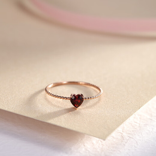 Chiba Jewelry 18K gold garnet ring, love female gemstone ring, plain ring tail ring, anniversary gift for girlfriend on the 16th