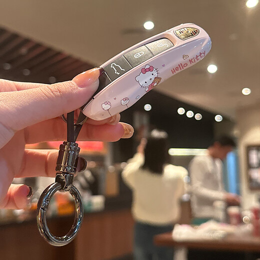 Popular para la llave de Porsche Cayenne Macan911 Paramela Taycan718 Cartoon Keychain Cover B Style Melody Single Shell + Leather Buckle + Shield Set