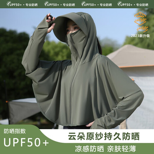 Tingyi sun protection clothing for women, ice silk sun protection clothing, short anti-UV summer fishing clothing, light shawl, custom LOGO printing, large brim style - classic gray, one size fits all, 80-140 Jin Jin equals 0.5 kg