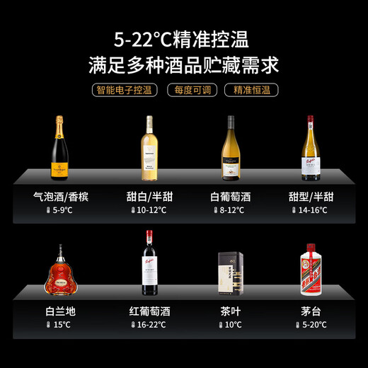 Candor JC-190E/HC constant temperature red wine cabinet home wine cabinet living room office tea wine refrigerator beverage preservation cabinet red wine cigar all-in-one machine red wine cigar model 190L