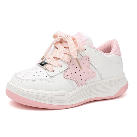 Mädchenbrettschuhe Star Soft Sohle Sneakers 2025 Frühling neuer Kinder vielseitiger, atmungsaktive weiße Schuhe XHXL-S905 Pink / Innere Länge ca. 19,0 cm 31