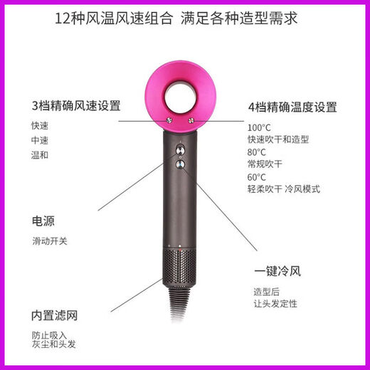 Xiaomi Bai Smart Same Style High Speed Leafless Hair Dryer Home Silent Negative Ion High Power Does Not Hurt Power Generation Hair Dryer Violet Single Nozzle 1.8 Meter Gift Box