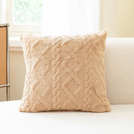 FANCYCHICins style pillow color double-sided cream pillowcase 50x50 living room sofa square velvet cushion with core cushion TF Khaki 40X40 (pillowcase + pillow core)