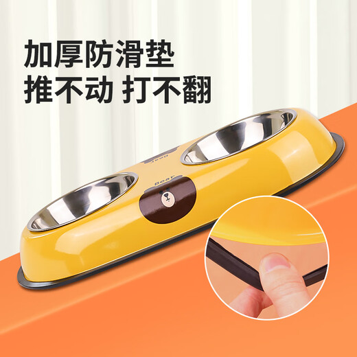 Qi Oh dog bowl, dog bowl, cat bowl, cat food bowl, dog rice bowl, anti-knock over double bowl and drinking water bowl, small and medium-sized dog pet supplies, pink popcorn - single bowl, 2 pieces, large size (suitable for 7-35 Jin Jin equals 0.5 kg dogs and cats)