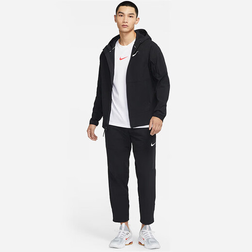 NIKE Men's Spring and Autumn Hooded Jacket Casual Sports Trendy Versatile DQ6594-010 Black L