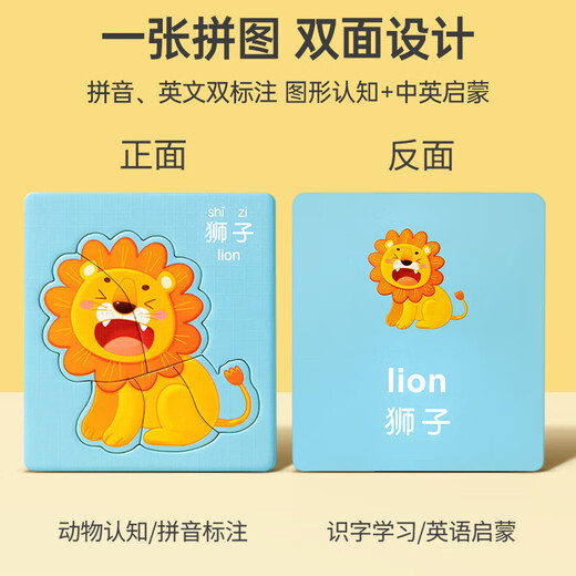 奕思瑞儿童磁力拼图1-3-6岁幼儿园2岁宝宝早教益智玩具男孩女孩生日礼物 【可爱动物】10张图案