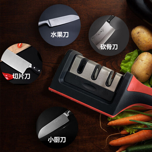 Four-stage rapid manual knife sharpener, household kitchen knife sharpening whetstone, kitchen multi-functional diamond sharpening rod, three-stage whetstone