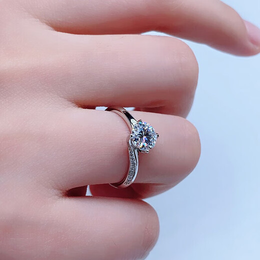 AVHE double certificate 950 platinum diamond ring four-claw twisted arm bull head ring cultivated diamond wedding platinum gift Qixi Festival platinum-30 points D color cultivated diamond 9-20 circle number can be noted