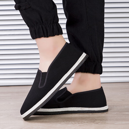 Tongyunda Spezial dicke Reifen-Sohle-Stoffschuhe für Frühlings- und Sommer-Baustelle Arbeit, um die Bodenbearbeitung durch alte Peking-Arbeitsschutzschuhe zu verhindern, Atmungsabstimmung ohne Rutsch schwarze Männerschuhe extra dick] echte Reifen-Sohle-Stoffschuhe, fette Fußschuss, One Size 40 (250 mm)