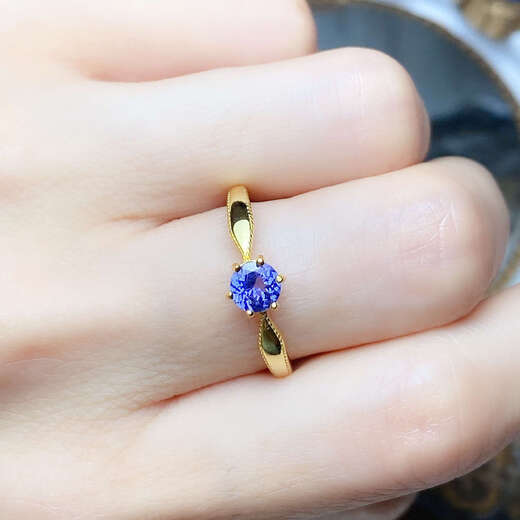 Wei Ci Congli natural tanzanite ring women's S925 silver gold color fashion classic white gold tanzanite sterling silver ring gold color
