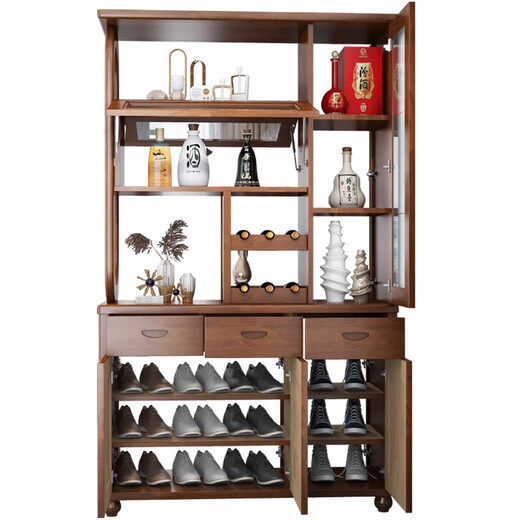 
Chen Fei's living room partition cabinet porch shoe cabinet Chinese double-sided solid wood wine cabinet against the wall wine rack entering the door room hall cabinet screen entering the door 9902#1.2 meters [Walnut color] Assembly Frame structure