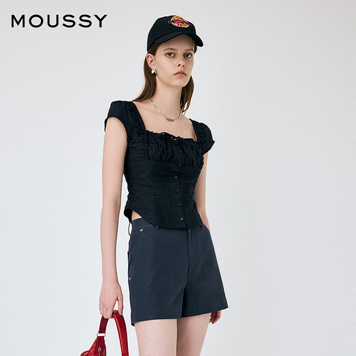 Moussy Women's New French French Pure Love First Love Style Square Clim Slim Room Women 010HA730-7371 020 Black M