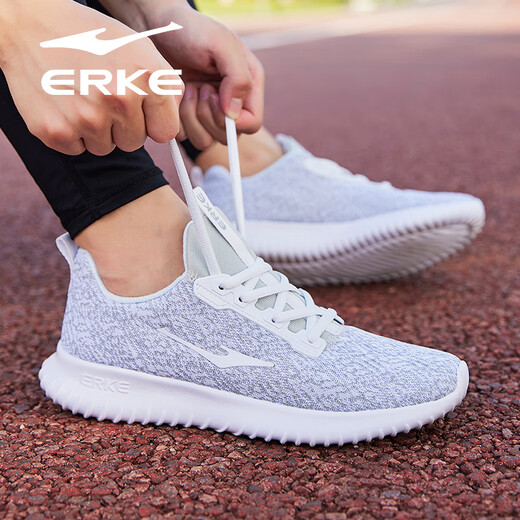 鸿星尔克男鞋加绒运动鞋男2025新款冬季棉鞋轻便软底跑步鞋缓震休闲鞋子男 4126正白/浅灰(飞织网面-四季款) 42 现货速发