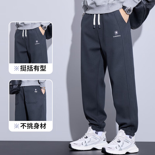 Trueves wardrobe men's spring loose trousers 2025 new workwear harem pants trendy casual pants men's black XL