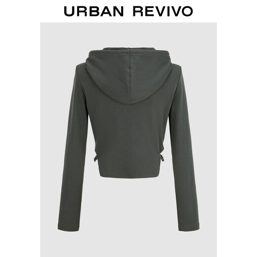 UR2024 Autumn New Women's Street Trend Hollowed Double Zipper Drawstring Hooded Jacket UYV140017