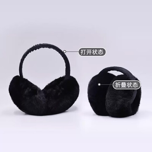 玉清漪耳罩保暖冬季耳包护耳毛绒耳套发箍耳捂隔音骑行男女士通用防寒 黑色发箍款