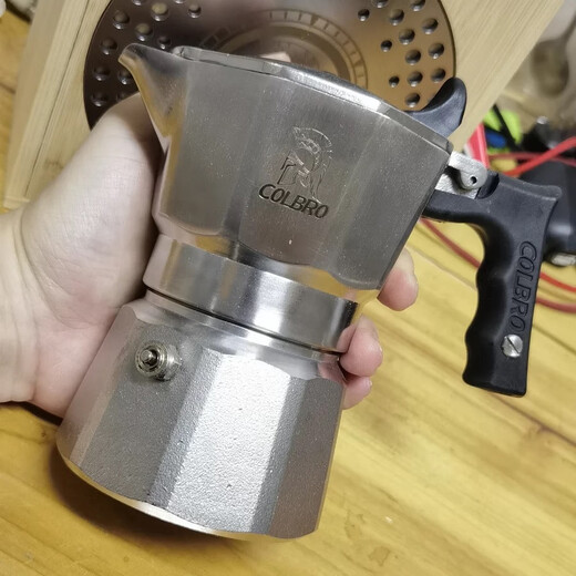 Colbro Edelstahl Doppel drei Ventile Moka-Topf mit starkem Aroma-Kaffee-Haushalt italienischer Kaffeemaschine Outdoor Camping 316 Edelstahl Drei-Ventile zwei Tasse Doppelkessel 70 ml