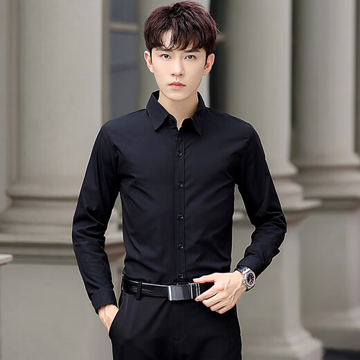 
Zuo Shangniao long-sleeved shirt men's summer thin slim solid color work professional formal wear casual Ai Tao top slim inch clothes white single piece XL-suggested 105-125Jin [Jin equals 0.5 kg]