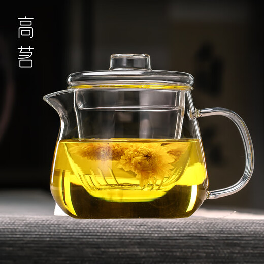Gaoming glass teapot thickened high temperature resistant transparent tea pot floral teapot tea water separation household tea pot Qirun pot 400ml thickened