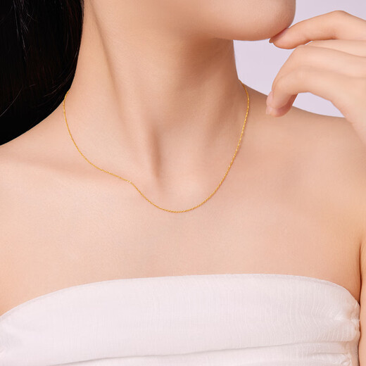 Safir 18K gold necklace for women, gold water ripple clavicle chain, plain chain, birthday gift for girlfriend, about 40-45cm
