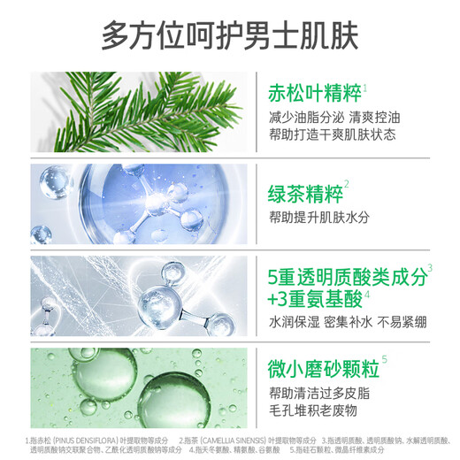 Innisfree Forest Men's Oil Control Foam Facial Cleanser Hydrating Moisturizing Refreshing Cleansing Soothing Not Tightening Amino Acid Facial Cleanser