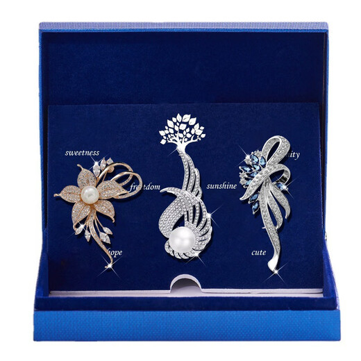 WOUG brooch-like exquisite pearl brooch anti-exposure corsage suit suit coat alloy TW119 goddess suit three-piece set (gift box + greeting card)
