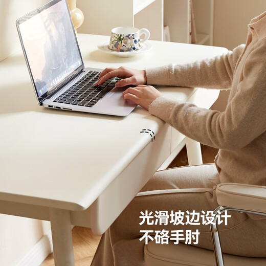 维莎源氏木语x维莎全实木书桌奶油风学习桌白色家用写字台简约电脑桌 1.05米书桌(1050*550*750mm)