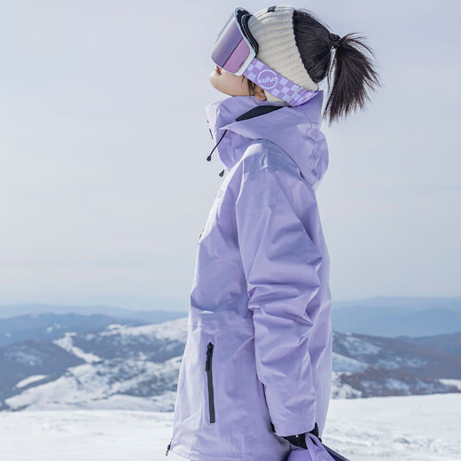 Kufeng 2024 new ski suit for men and women, outdoor waterproof single and double plate warm workwear, outdoor couple style snow suit, Aurora Purple Suit S