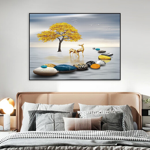 Dincmei Dingchuangmei Bedroom Decoration Painting Self-adhesive Modern Simple Bedside Background Wall Sticker Covering Ugliness Living Room Dormitory Poster Wallpaper 08. Fresh Forest Width 45cm-Height 30cm Self-adhesive stickers with adhesive on the back