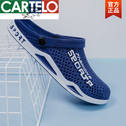 Cartelo Crocodile (Cartelo) Loch Schuhe Zwei tragen Männer Beachschuhe Herrenschuhen Sommerbeutel-Slip-Rutsch Sandalen Sandalen Tragen Männer Sandalen 3881 Schwarz 42