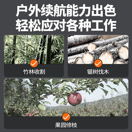 JIAPU electric chainsaw rechargeable logging saw household sawing firewood lithium battery one-hand wood sawing artifact small handheld electric chain saw Garden King 8-inch 158000H+3 chain one electric brushless