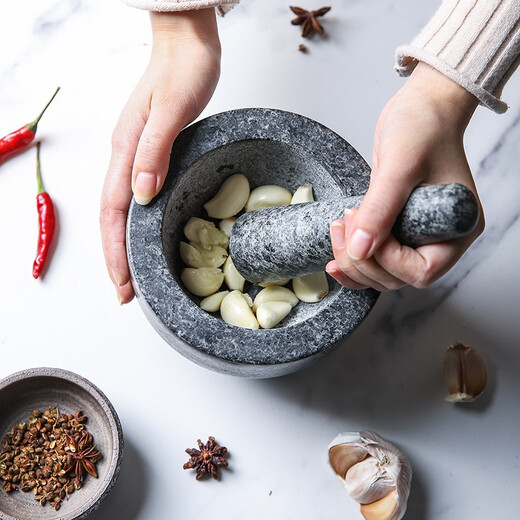 Sheli retro kitchen household grinder stone mortar manual garlic pounder masher pestle garlic masher granite pestle