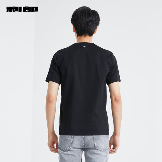利郎【棉】利郎短袖T恤男2025夏季新款圆领印花休闲上衣 黑色(24XTX3271Y) M 170/88A
