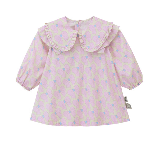 jnby by JNBY [Jiangnan Buddies Baby] Spring long-sleeved dress cute doll collar bow girl baby YN3G11970 690 Mixed powder 100 cm