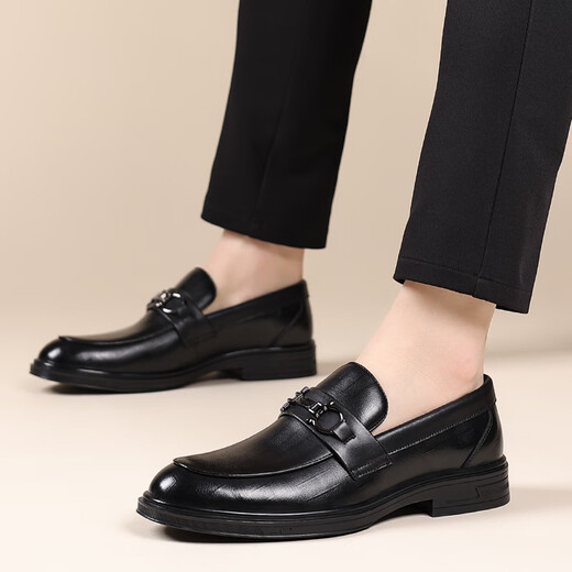 Cartelo Men's Mood Business Chaussures en cuir décontractées Plaid à bout de souffle, Chaussures en cuir formelles Men 9902 Black 39