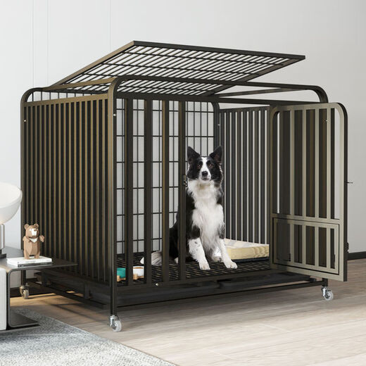 Congteng Dog Cage Indoor Large Dog Medium Bold Square Tube Toilet Border Shepherd Household Six-Sided Golden Retriever Labrador Cage White#Upgraded Three-Sided Full Tube#2.0 Bold Square Tube Style 125*95*110#Suitable for naughty large dogs