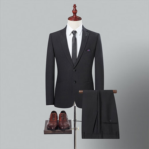 SHANSHAN light luxury brand 2025 new men's suit business casual two-piece groom's wedding suit black 2XL 180