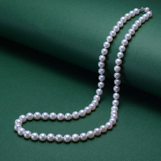 Tahitian Fangfei white freshwater pearl necklace, nearly round bright light 6-7mm fashion pearl bead chain bead string birthday gift