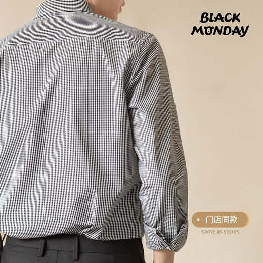 BLACKMONDAY pure cotton plaid shirt men's long-sleeved cotton liquid ammonia anti-wrinkle no-iron men's formal business casual shirt