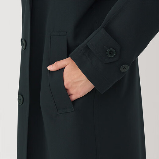 Женский стиль Muji, нелегко получить воду, двухбортное пальто, ветряная куртка, средняя осень, черная S 155/80A