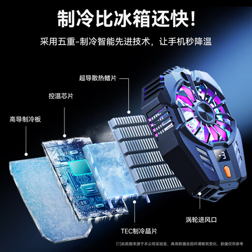 VEZO [League Recommendation] Mobile Phone Radiator Semiconductor Refrigeration Live Broadcast Cooling Artifact for King of Glory Suitable for Apple Xiaomi Huawei Black Shark Red Magic Ice Back Clip [E-Sports Ultimate Edition] Smart Digital Display Free Gaming Gloves Semiconductor Refrigeration