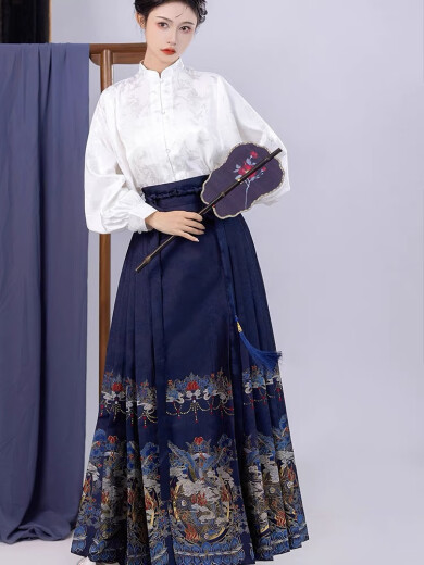 Falda con cara de caballo Changlu zhu juego completo de ropa china nueva ropa para mujeres 2025 Spring New Style Ming Hanfu Small One 1047 Top + Falda con cara de caballo Recomendada 80-100Jin [Jin equivale a 0.5 kg]