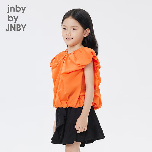 jnby by JNBY江南布衣童装夏装V领无袖衬衫高支府绸柔软女童儿童1N6211880 831荧光桔 100 cm