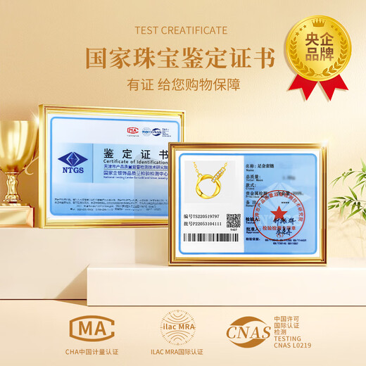 China Gold (CHINA GOLD) Möbius Ring Gold Necklace Women's Pure Gold Diamond Pendant Birthday Gift for Girlfriend and Wife Wedding Anniversary Jingsuda Pure Gold Möbius Ring Diamond Necklace