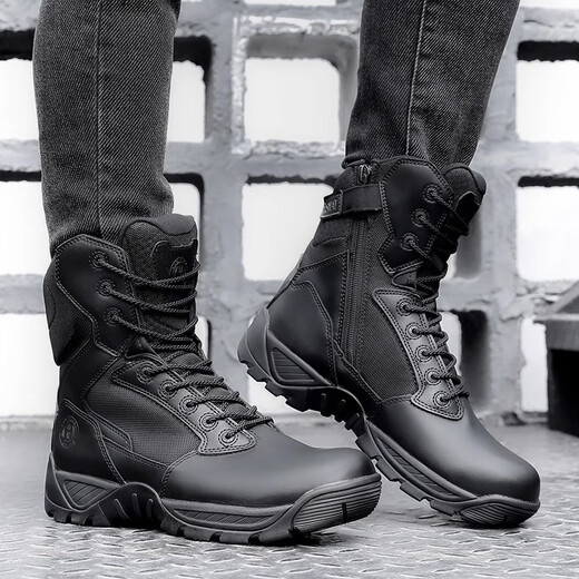DRUNROCKS tactical boots outdoor anti-slip anti-wear-resistant Jun Locke tactical boots comfortable breathable side zipper quick take off D14099 black 42